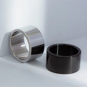 Sleek Wide 12 mm Titanium Men’s or Woman’s Shiny Silver Ring